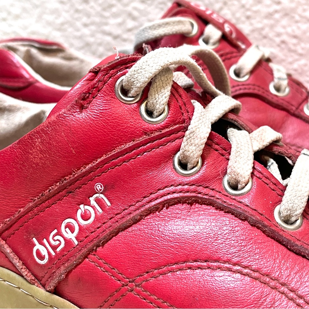 Dispon Brand- Red Leather Women's Sneakers Lace Up Shoes - Taiwanese- Rare EUC - Picture 8 of 13